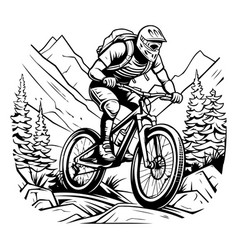 Mountain Biker On A Bike Ready For Vinyl