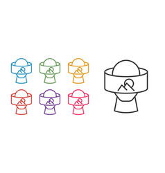 Set Line Virtual Reality Glasses Icon Isolated