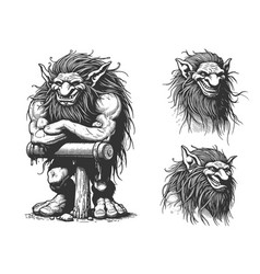 Troll Set Engraving Sketch