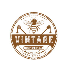 Honey Bee Or Organic Bee Farm Retro Vintage Style