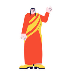 Indian Woman Standing And Waving Hand