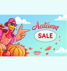 Banner For Autumn Sale With Cool Turkey