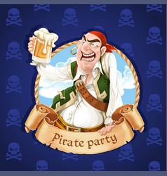 Drunken Pirate With A Beer Banner For Party