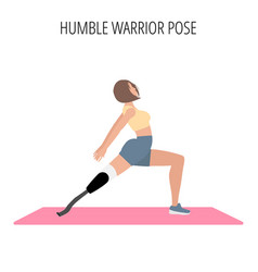 Young Woman Doing Humble Warrior Pose Yoga Workout