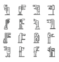 Mammography Machine Icons Set Outline