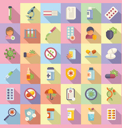 Antibiotic Resistance Icons Set Flat