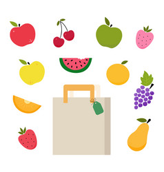 Paper Bag With Fruits Constructor Eco Concept