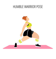 Young Woman Doing Humble Warrior Pose Yoga Workout