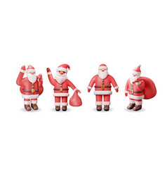 3d Set Of Santa Claus Character With Gift Bag