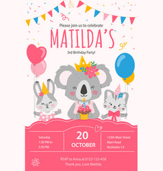 Happy Birthday Invitationcard Template With Koala