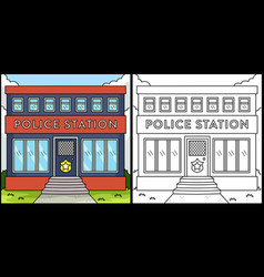 Police Station Coloring Page Colored