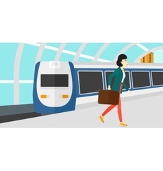 Woman Going Out Of Train