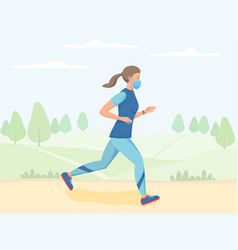 Women In Mask Running Outdoor Jogging