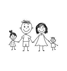 Childrens Doodle Drawing Of Happy Family