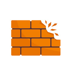 Demolition Brick Wall Icon Flat Isolated