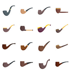 Smoking Pipe Icons Set Flat Luxury Tobacco