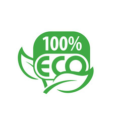 100 Percent Eco Emblem With Leaf