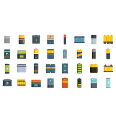 Battery Icons Set Flat Lithium Cell