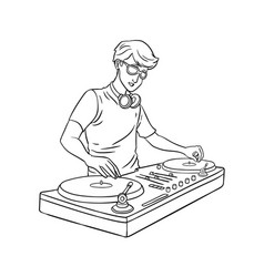 Disk Jockey Isolated Coloring Page For Kids