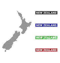 New Zealand Map In Dot Style With Grunge Name