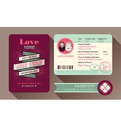 Retro Visa Passport Wedding Invitation Card Design