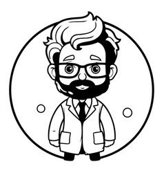 Scientist Character Cute Cartoon Style Doctor