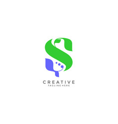 Typography S Twotone Color Eco Monogram Logo