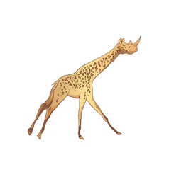 Unusual Mixture Animals Giraffe With A Rhinoce