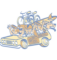 Cartoon Family In A Car