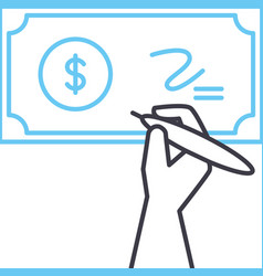 Cheque Deposit Line Icon Outline Symbol