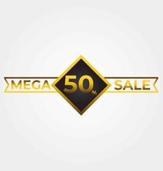 Gold Mega Sale Label On White Background