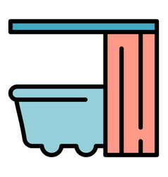 Shower Curtain Water Icon Color Outline