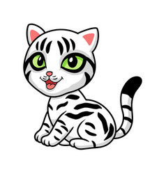 Cute American Short Hair Cat Cartoon Sitting