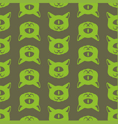 One Eyed Cat Alien Pattern Seamless Green Monster