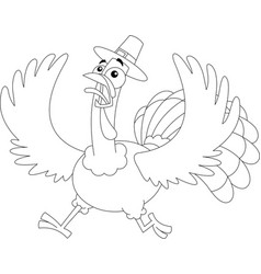 Outlined Scared Turkey Cartoon Characters