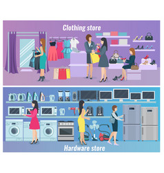 Woman Shopping Flat Banners