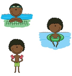 African-American swimmer boys Royalty Free Vector Image