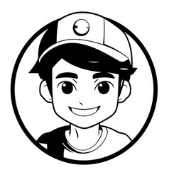 Cute Boy In Baseball Cap Cartoon Style