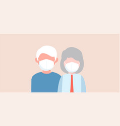 Elderly Couple Wearing Medical Face Masks