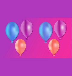 Pink Color Background With Three Colors Balloons