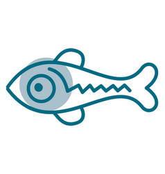 Blue Fish With Line On A White Background