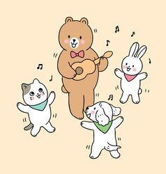 Cartoon Cute Back To School Animals In Music Cla