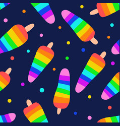 Rainbow Popsicle Seamless Pattern On Navy