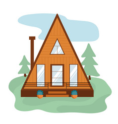 Wooden A-frame House Surrounded By Fir Trees