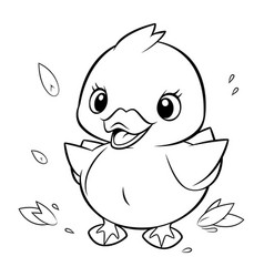 Cute Little Baby Duck For Coloring Book Or Page