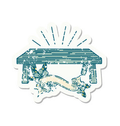 Grunge Sticker Tattoo Style Wood Table