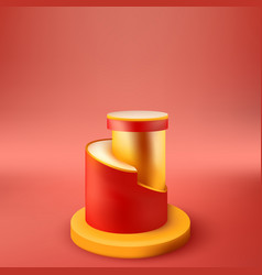 Red Round Product Podium 3d Background Minimal