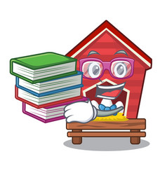 Student With Book Toy Chicken Coop In Cartoon