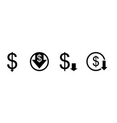 Us Dollar Down Icon Set