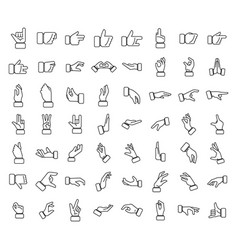 Hand Gestures Icons Set Outline Shake